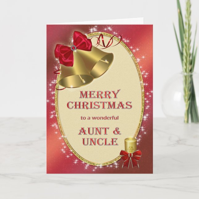Tante et oncle, carte traditionnelle de Noël (Devant)