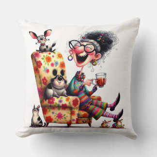 Tante Fantaisiste Coussin Coloré Drôle Art Animaux