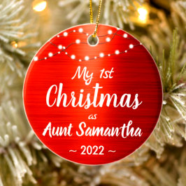 Tante First Christmas String Lights Name Foto Keramik Ornament