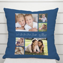 Tante Foto Collage Blue Kissen