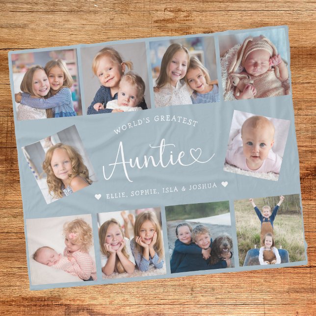 Tante Foto-Collage-Script Cute Herz Modern Fleecedecke (Von Creator hochgeladen)