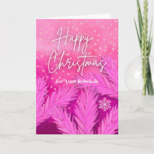 Tante Frohe Weihnachten in Rosa mit Kiefernzweigen Karte