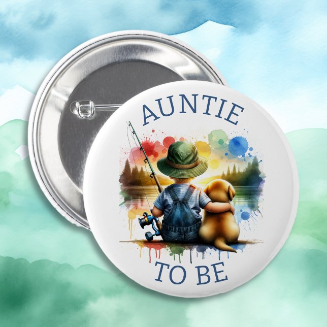 Tante für Boy's Fishing Baby Shower Button (Von Creator hochgeladen)