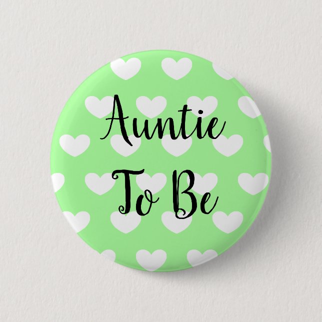 Tante für Green Hearts Baby Dusche Button (Vorderseite)