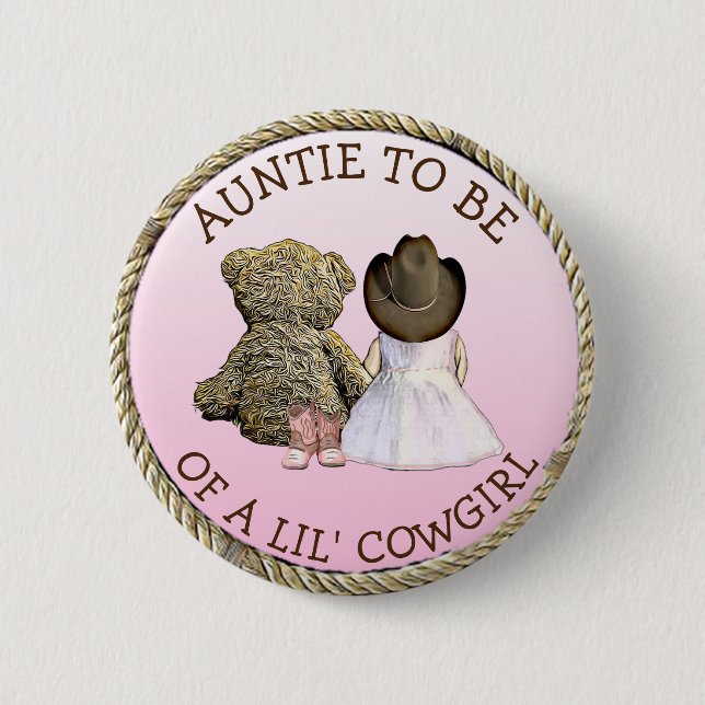Tante für Lil' Cowgirl Baby Shower Button (Vorderseite)