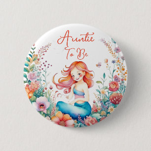 Tante für Meerjungfrau Babydusche Button