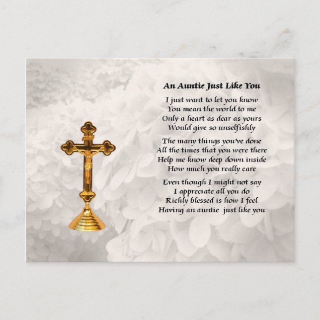 Tante Gedicht - Goldenes Kreuz Postkarte (Vorderseite)