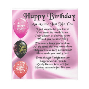 Tante Gedicht - Happy Birthday Notizblock