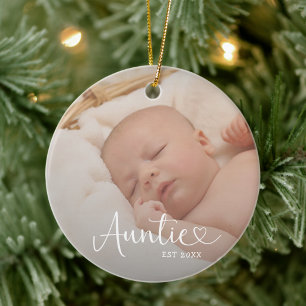 Tante Gegründet 2 Baby-Foto Süßes Herz Keramik Ornament