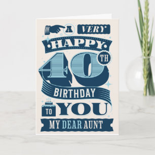 Tante, glücklicher 40. Geburtstag Elegant 40 und f Feiertagskarte