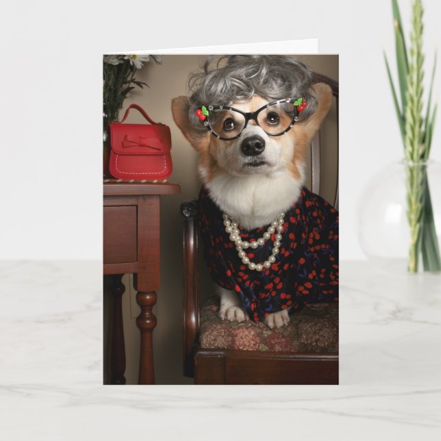 Tante Gussy Corgi leere Karte (Vorderseite)