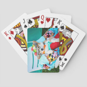 Tante Gussy Corgi spielt Karten Spielkarten