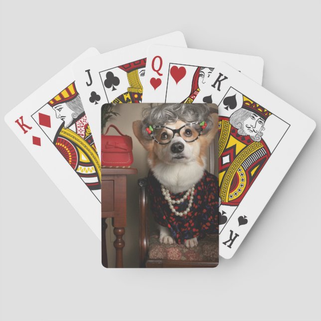 Tante Gussy Spielkarten Corgi (Rückseite)