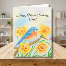 Tante Happy March Geburtstag Blaue Vogel