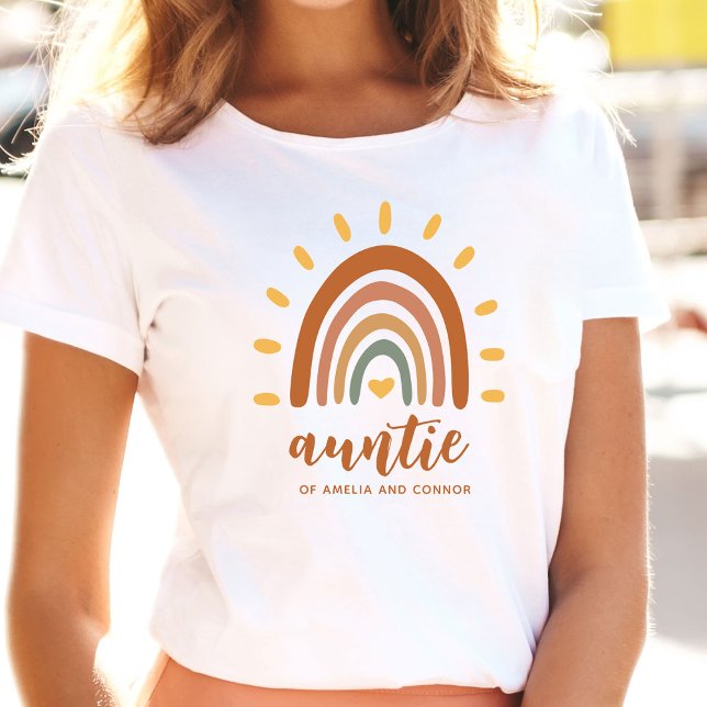 Tante Individuelle Name Boho Earth Tone Rainbow Su T-Shirt (Von Creator hochgeladen)