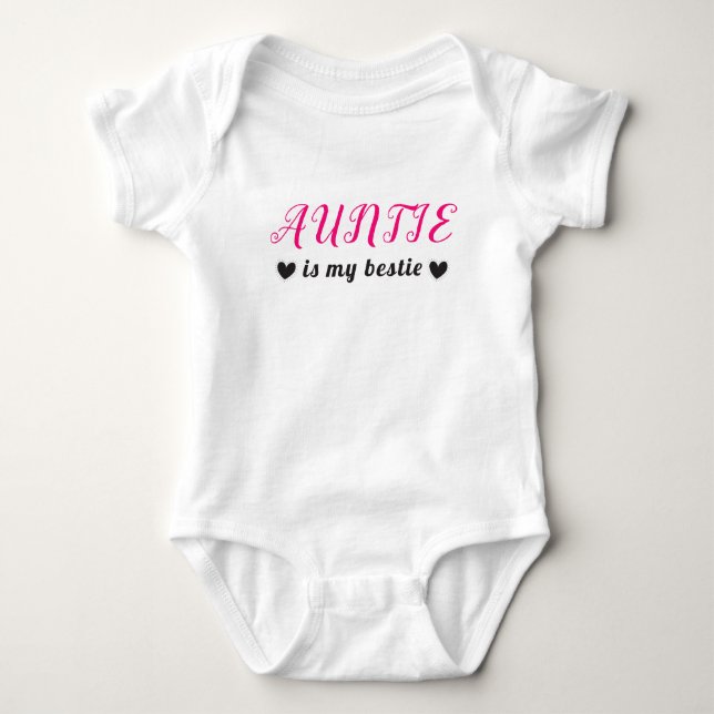 Tante ist mein Bestie Herz rosa schwarz Baby Strampler (Vorderseite)