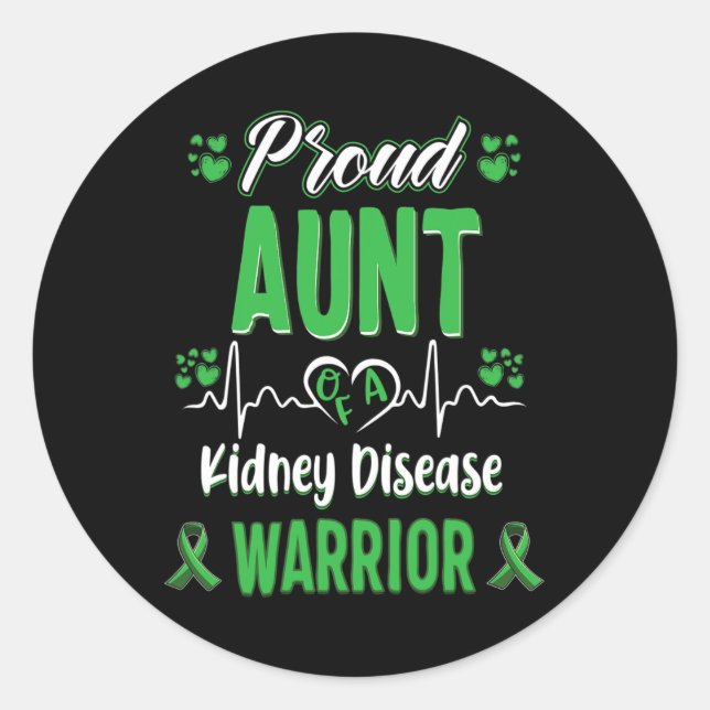 Tante Kidney Disease Warrior Awareness Ribbon Gree Runder Aufkleber (Vorderseite)