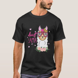 Tante Lama Boho Blumen Rosa Herz T-Shirt