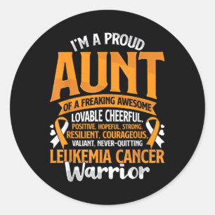 Tante Leukämie Krebsbewusstsein Überlebende Orange Runder Aufkleber