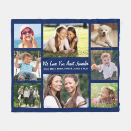 Tante Liebe Sie Foto Collage Personalisiert blau Fleecedecke