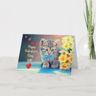 Tante Liebe Valentine Kitten mit Gelben Tassen Karte