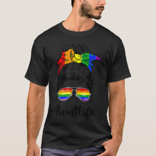 Tante Life Messy Bun LGBT Mama Regenbogenflagge Mu T-Shirt