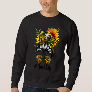 Tante Life Messy Hair Bun Sonnenblume Frauen Mutte Sweatshirt