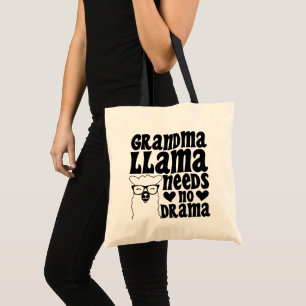 Tante Llama braucht keine Drama-Tante Typografie M Tragetasche