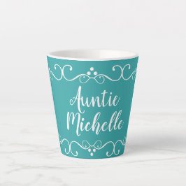 Tante Name Aquamarin Geschenk Custom Latte Tasse