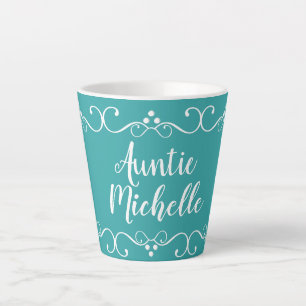 Tante Name Aquamarin Geschenk Custom Latte Tasse