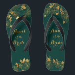 Tante of the Bride Emerald Green & Gold Wedding Flip Flops<br><div class="desc">Diese wunderschöne Tante der Braut-Smaragdgrün und goldblättrige Flip-Flops mit goldenem Blattmuster und moderner Typografie auf zeitlosem dunkelgrünen Hintergrund. Es ist ein schönes Geschenk für Ihr Brautparty. Anzeigen der Auflistung auf dieser Seite, um passende Elemente zu finden. Staffel es mit deinen Informationen anpassen. Wenn Sie gewollt haben, um den Stil, die...</div>