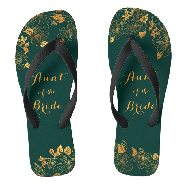 Tante of the Bride Emerald Green & Gold Wedding Flip Flops (Fußbett)