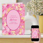 Tante Pink Gelbe Personalisierte Blüte Geburtstag Karte<br><div class="desc">Personalisierte Geburtstagskarte für Tante, Oma, Schwester, Freundin, Mutter oder andere Verwandte. Diese hübsche Aquarellblüte mit Blüten, Blume und Blättern in Rosa- und Gelbgold. Die Formulierung auf der Vorderseite ist vollständig editierbar und lautet derzeit "wünscht mir meine ganz besondere Tante [Name] einen blühenden schönen Geburtstag". Sie können auch die Geburtstagsnachricht im...</div>
