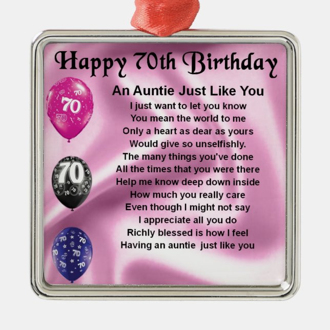 Tante Poem - 70. Geburtstag Ornament Aus Metall (Vorne)