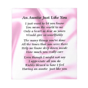 Tante Poem Pink Silk Notizblock