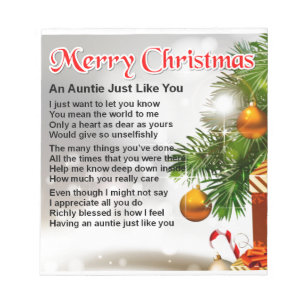 Tante Poem - Weihnachtsentwurf Notizblock