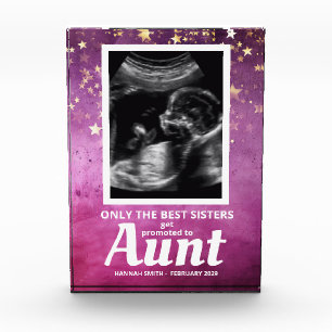 Tante Pregnancy Ankündigung Baby Girl Ultrasound Fotoblock