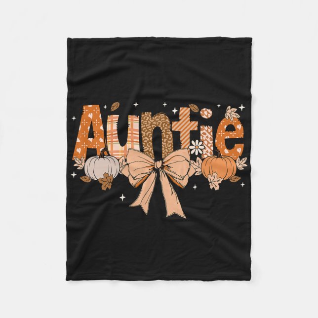 Tante Pumpkin Fall Coquette Bow Erntedank Mama Fleecedecke (Vorderseite)