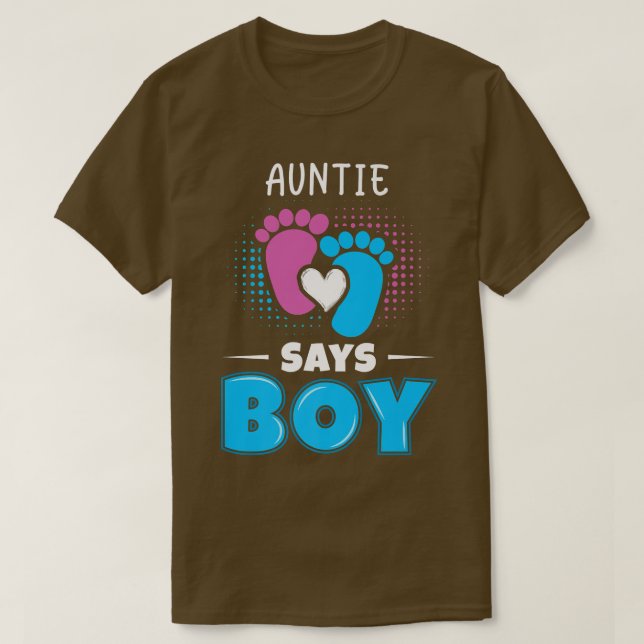 Tante sagt, Junge Baby Geschlecht offenbaren Outfi T-Shirt (Design vorne)