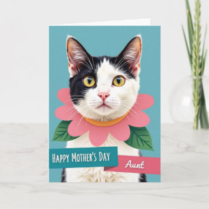 Tante Schwarz Weiß Katze Karte