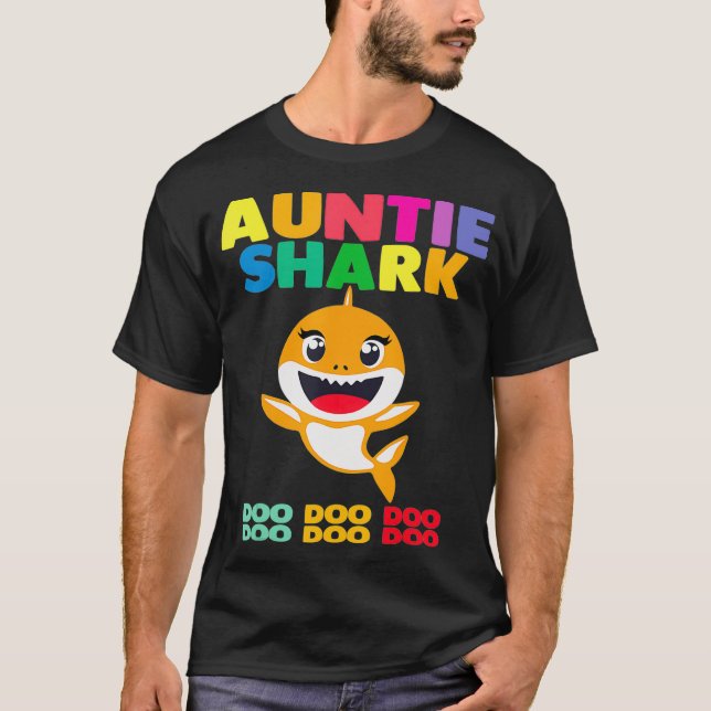 Tante Shark Geschenk Niedliche Baby Shark Design F T-Shirt (Vorderseite)
