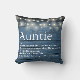 Tante Tantchen Definition Lichterkette Blau Rustik Kissen