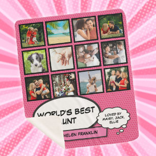 Tante Tantchen Fun Comic Mädchen Rosa Fotocollage Sherpadecke