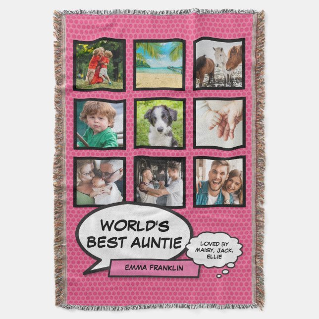 Tante Tante Comic Buchen Spaß Rosa FotoCollage Decke (Vorderseite Vertikal)