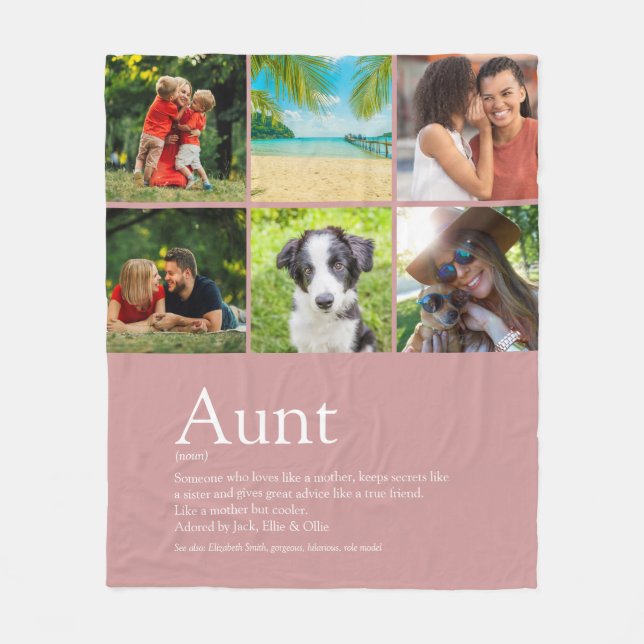 Tante Tante Definition Foto Dusty Rose Rosa Fleecedecke (Vorderseite)