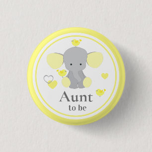 Tante to be Baby Boy Girl Shower Elephant Button