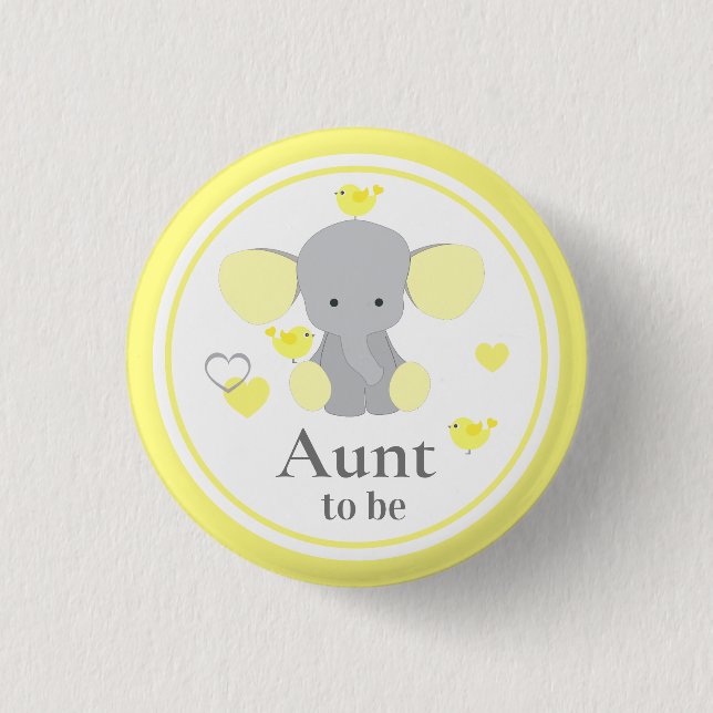 Tante to be Baby Boy Girl Shower Elephant Button (Vorderseite)