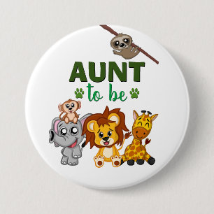 Tante to be Jungle Safari Zoo Animal Baby Dusche Button