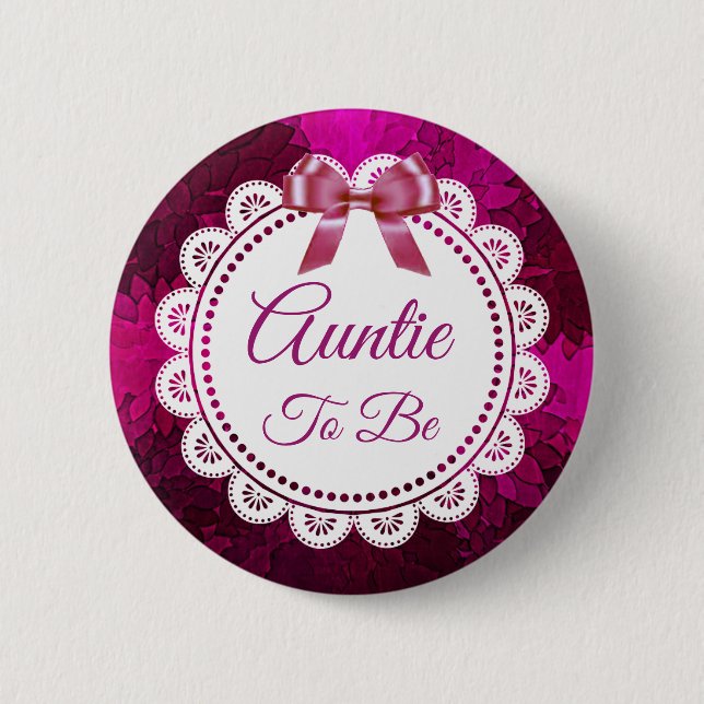 Tante to be Magenta Bow Baby Shooting Taste Button (Vorderseite)