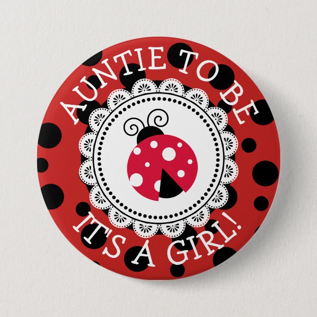 "Tante to be" Red Ladybug Babydusche Button (Vorderseite)